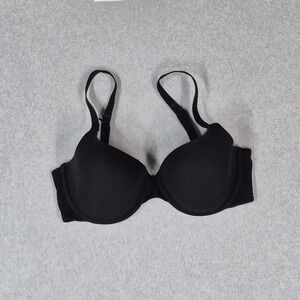 Ambrielle Women Bra 36D Black Cotton Lightly Lined Demi T Shirt Underwired